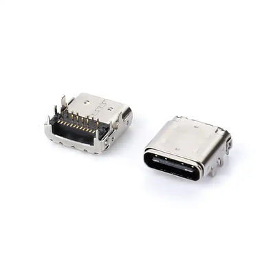 24 دبوس USB من نوع C وصلة إناثية DIP + SMT 3.4 وصلة الأمامية والبلاك الخلفي للكابل الشحن