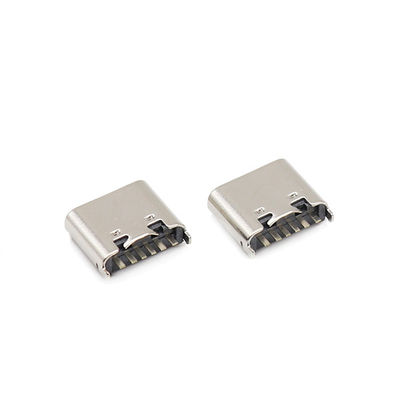 موصلات USB أنثى من النوع C 6 دبوس 180 درجة تراجع 3.1 مم UL94V-0 الإسكان