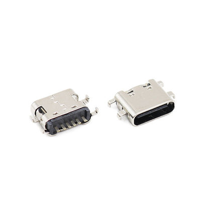 6 دبوس USB من النوع C موصلات مقبس PCB لوحة غرق أنثى 0.8 مللي متر 3.1 مللي متر