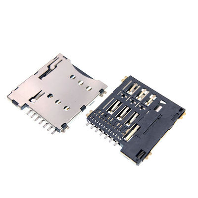 جودة  Push Pull Type Micro 7p SIM Card Socket Connector 1.35mm Height For PCB مصنع