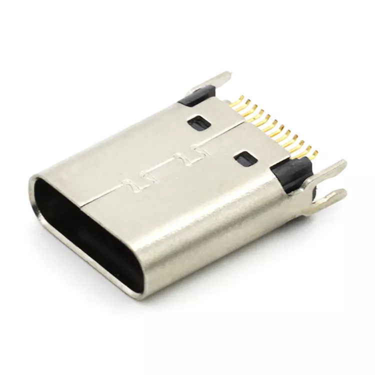 مقبس أنثى 24P USB 3.1 من النوع C موصلات 180 درجة لثنائي الفينيل متعدد الكلور 1.0 مم