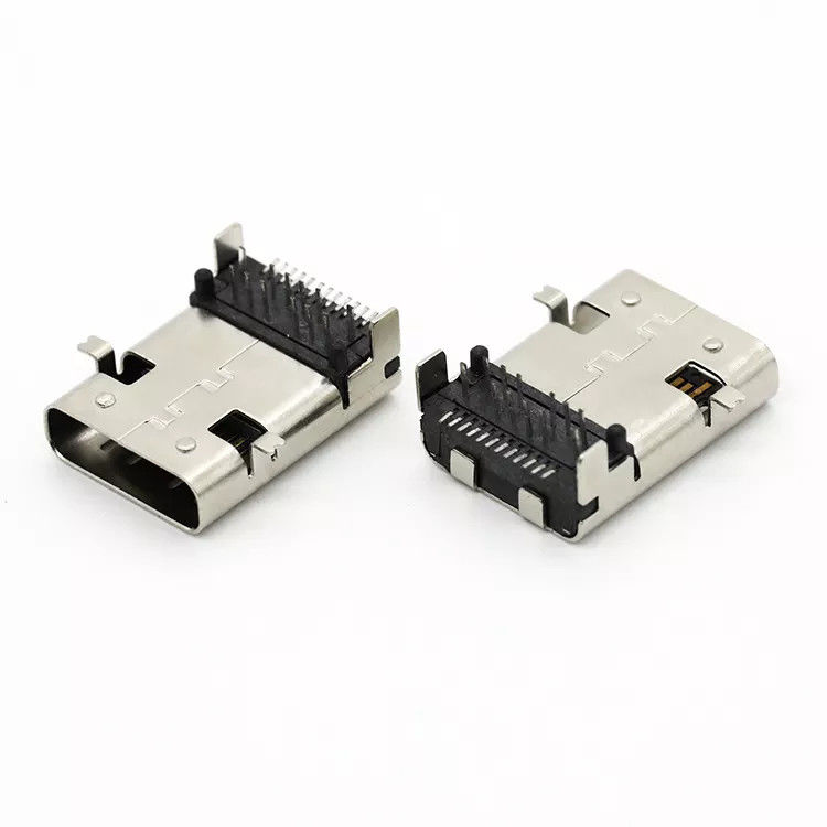 سبائك النحاس موصل USB أنثى SMT نوع 24Pin USB 3.1 C مقبس