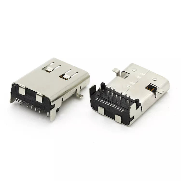 سبائك النحاس موصل USB أنثى SMT نوع 24Pin USB 3.1 C مقبس