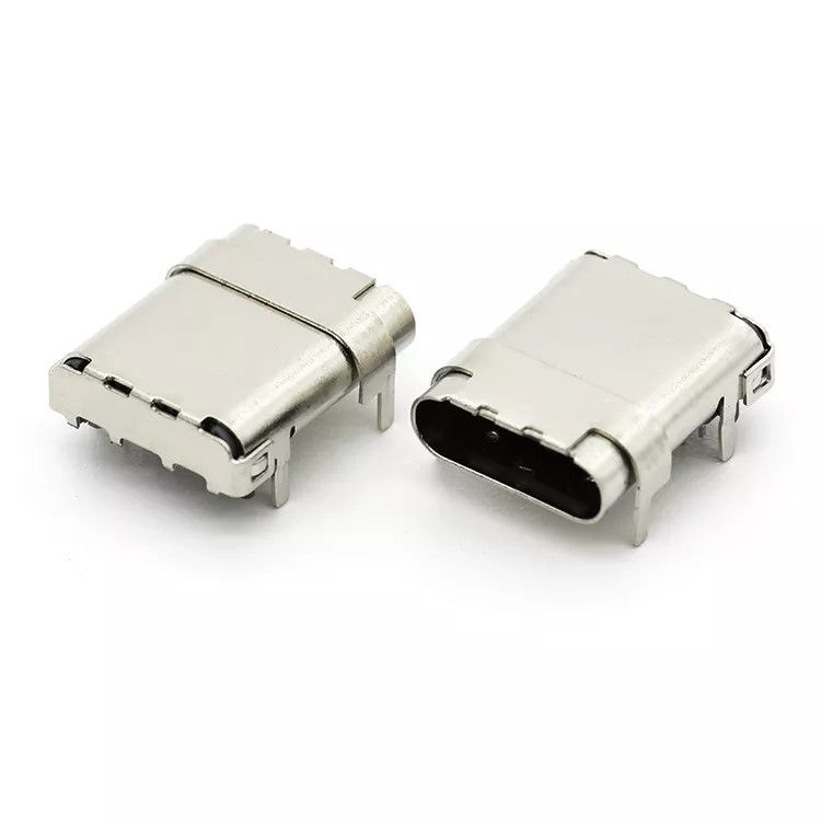 أعلى جبل من خلال ثقب SMT نوع 24Pin USB 3.1 C أنثى موصل لثنائي الفينيل متعدد الكلور