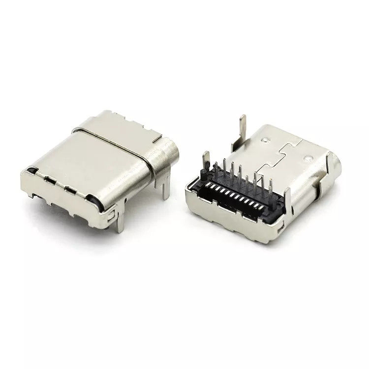 أعلى جبل من خلال ثقب SMT نوع 24Pin USB 3.1 C أنثى موصل لثنائي الفينيل متعدد الكلور