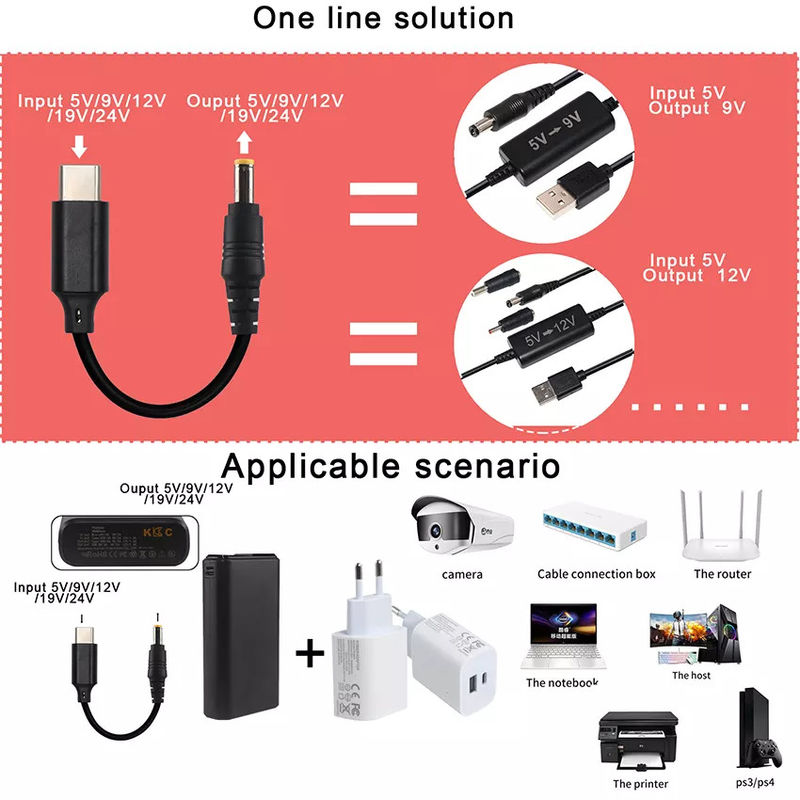 محول تيار مستمر 15 فولت نوع 20 فولت Usb C Pd Trigger 5525mm