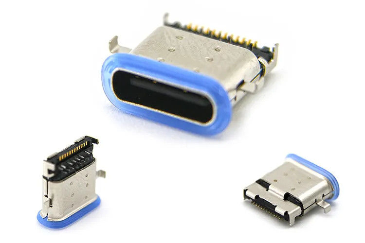 24Pin USB نوع C موصلات أنثى مقاوم للماء منتصف جبل SMT