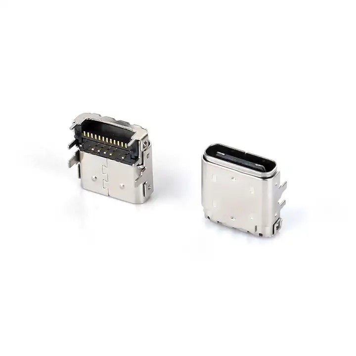 24 دبوس USB من نوع C وصلة إناثية DIP + SMT 3.4 وصلة الأمامية والبلاك الخلفي للكابل الشحن