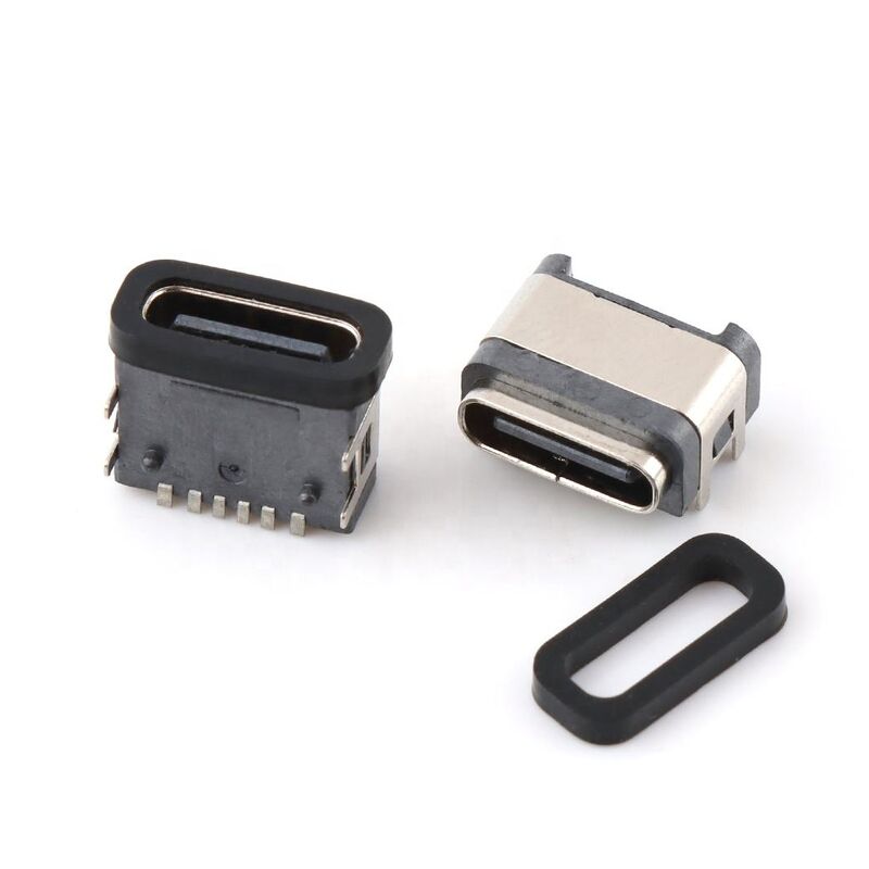 عازل المياه غطاء USB رابط 6pin إمرأة الزاوية اليمنى عازل المياه نوع-ج