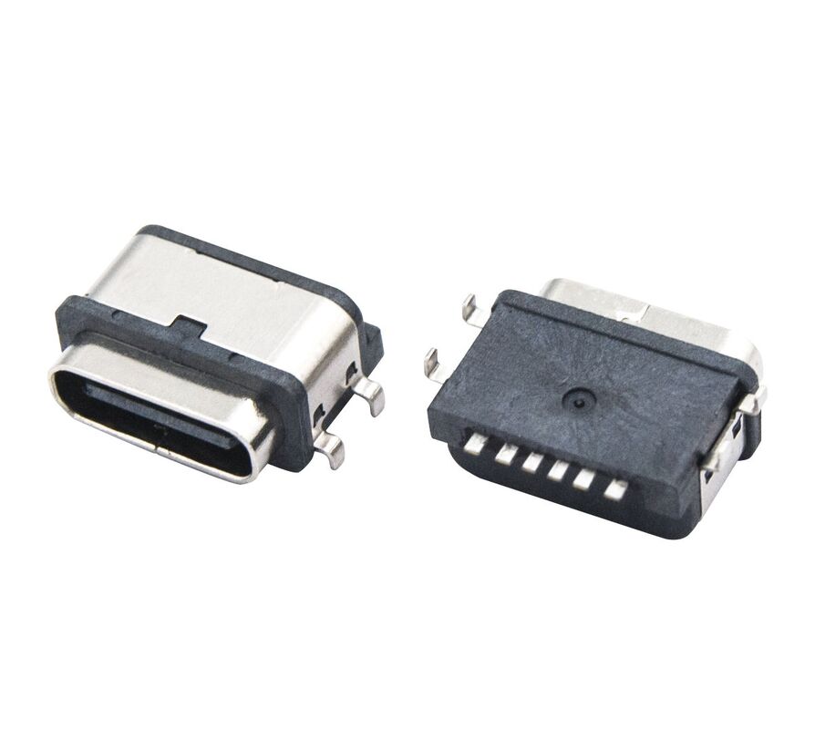 سلك نقل البيانات النسائي المقاوم للماء النحاسي USB نوع C 6 دبوس مع 3A الحد الأقصى للتيار المسموح به و 30V