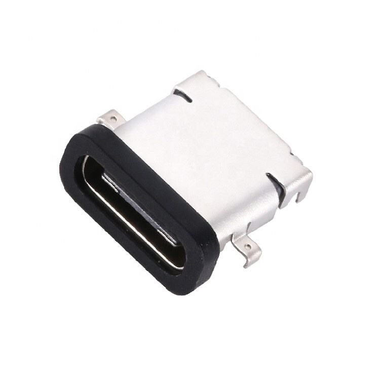 موصل أنثى USB 3.1 من النوع C بـ 24 سنًا، مقاوم للماء، تثبيت أفقي SMT DIP، مقبس USB بلوحة غاطسة