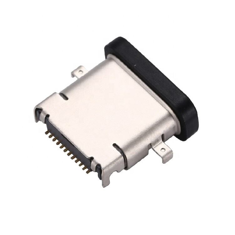 موصل أنثى USB 3.1 من النوع C بـ 24 سنًا، مقاوم للماء، تثبيت أفقي SMT DIP، مقبس USB بلوحة غاطسة