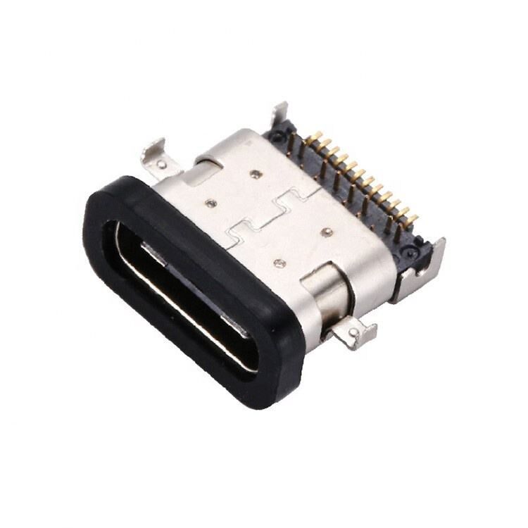 موصل أنثى USB 3.1 من النوع C بـ 24 سنًا، مقاوم للماء، تثبيت أفقي SMT DIP، مقبس USB بلوحة غاطسة