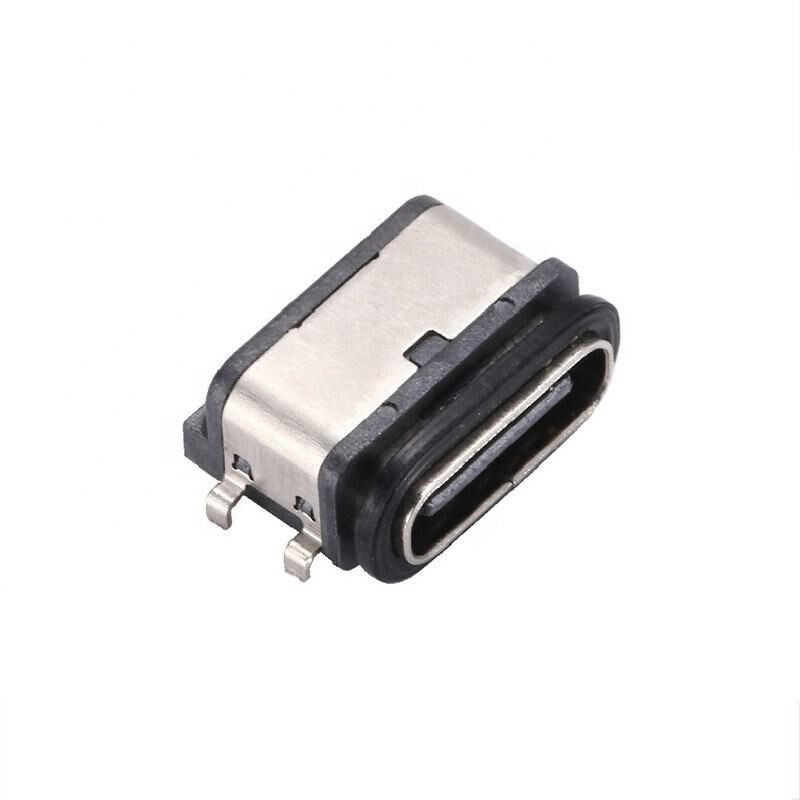 نوع C 6-Pin إمرأة IPX7 عازل المياه وصلة USB أفقي SMT تركيب نقل البيانات