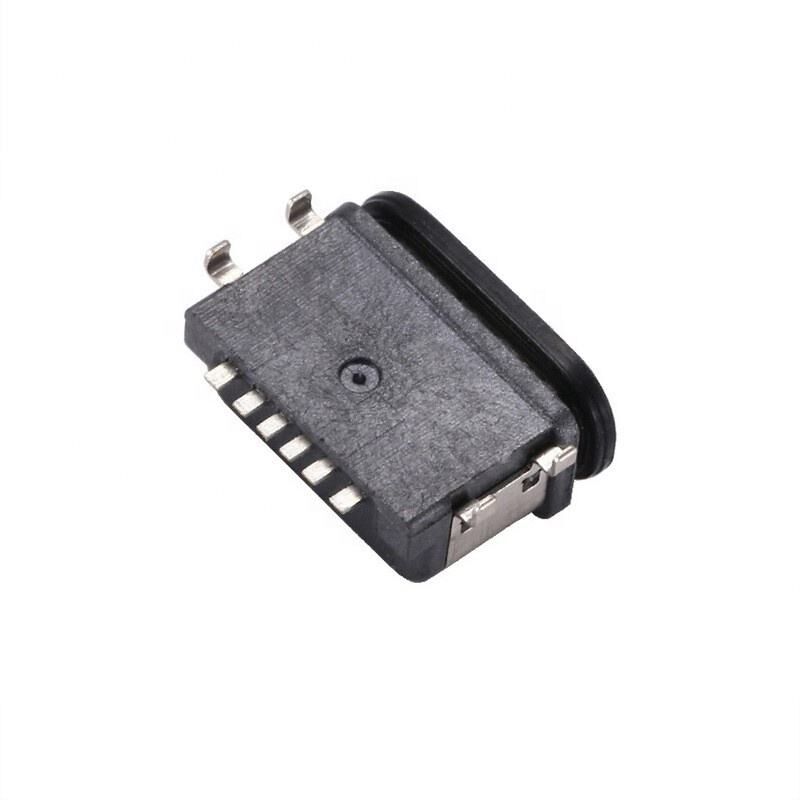 نوع C 6-Pin إمرأة IPX7 عازل المياه وصلة USB أفقي SMT تركيب نقل البيانات