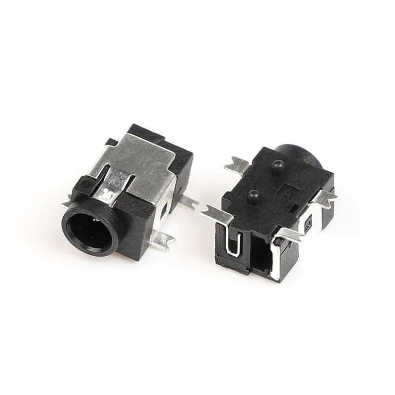 4-البين SMT SMD 1.3mm أسود الفوسفور البرونز 12V 1A DC نساء الصوت الفيديو جاك المقبس نايلون المنزل الزاوية اليمنى الموصلات