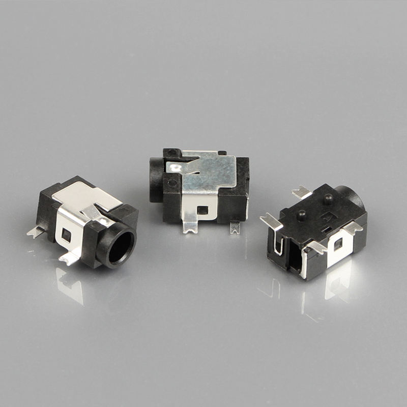 4-البين SMT SMD 1.3mm أسود الفوسفور البرونز 12V 1A DC نساء الصوت الفيديو جاك المقبس نايلون المنزل الزاوية اليمنى الموصلات