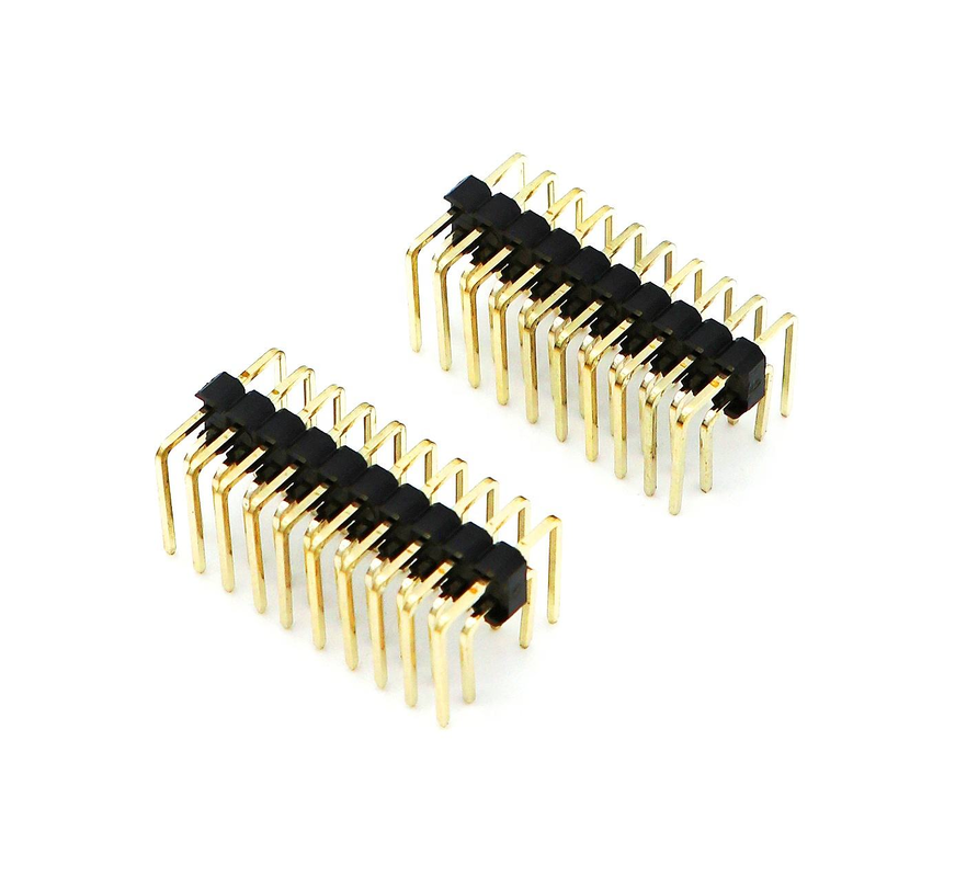 2.54mm Pitch Male Pin Header Dual Row Right Angle PCB Nylon SQ0.64mm H2.5mm 2*1P-2*40P