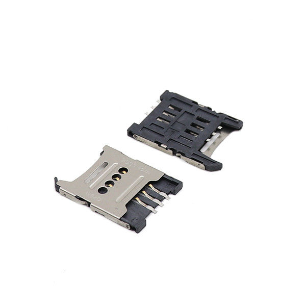 H1.5mm 1.8mm مجهري Sim Holder SMT Flip Type 6P مجهري Sim Socket