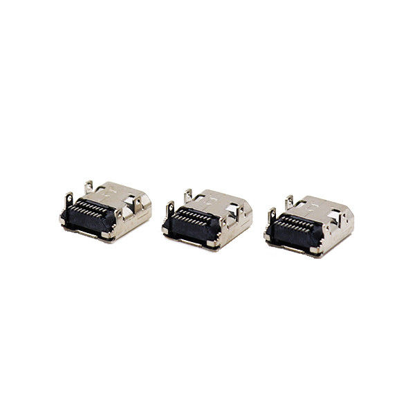 موصلات كبل HDMI صغيرة مطلية بالذهب 19 دبوس تراجع + موصل أنثى من النوع SMT d