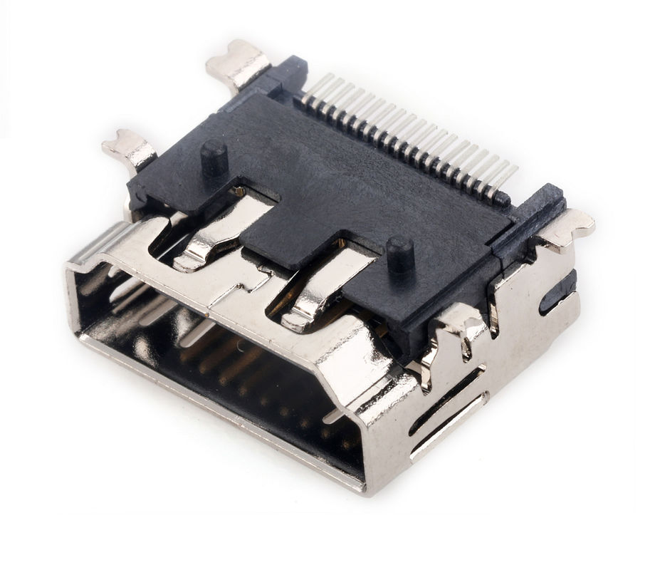 أفقي HDMI PCB Socket أنثى SMT النوع A موصل 10000 دورة