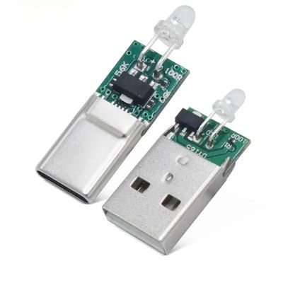 رباط النحاس النحاس USB نوع C ذكر مع ضوء LED لسامسونج هواوي